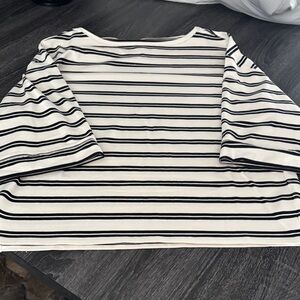 We The Free Black and White Striped Long Sleeve Top